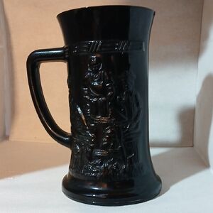 Vintage Indiana Glass Tiara Black Amethyst Mug with Embossed Design